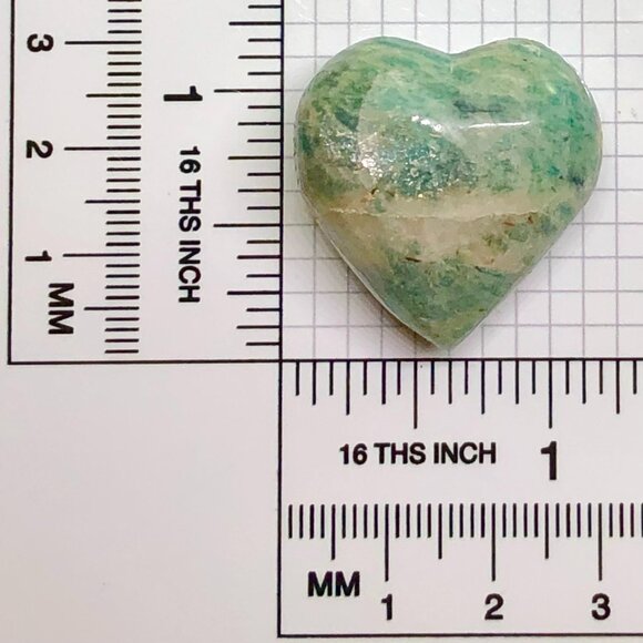 Amazonite Palm Stone Heart Shape 1"  17g  calming soothing Stone Truth Courage - Picture 8 of 9